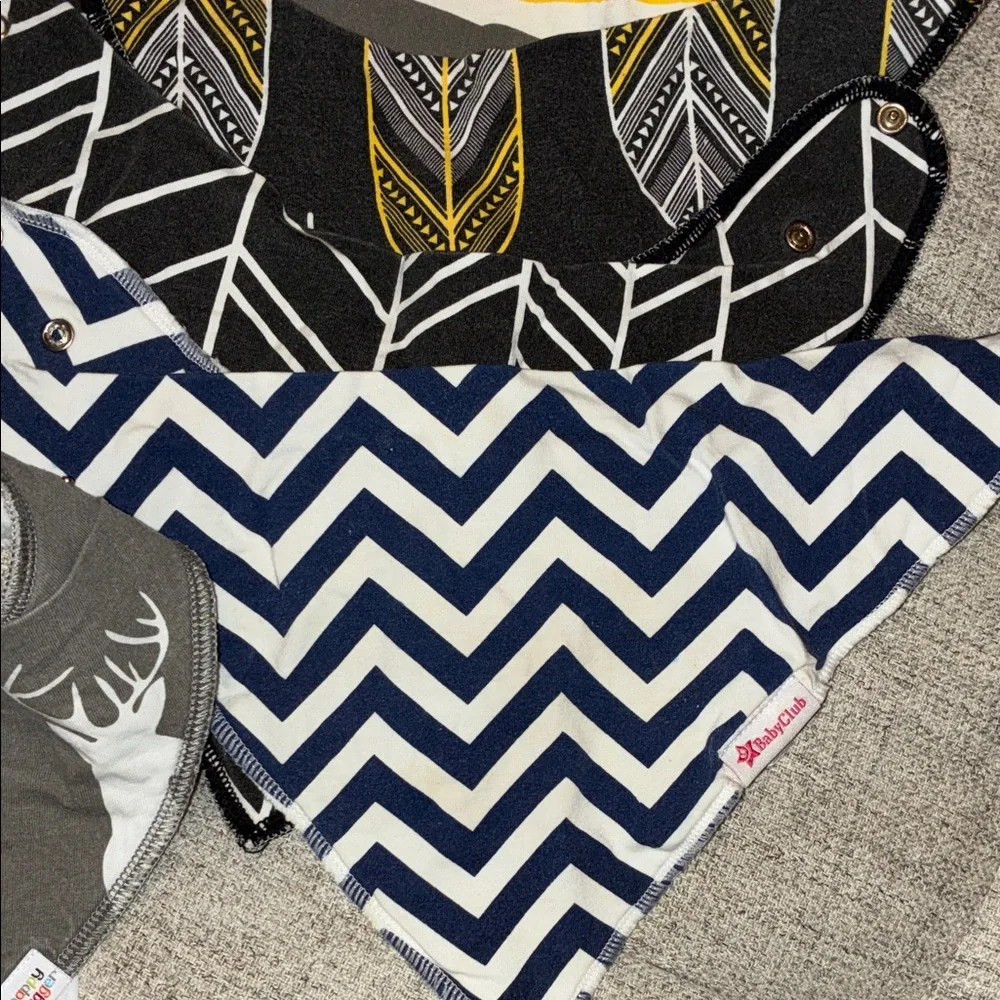 Stylish Kids Bandana Bib 6pc Set - Gray, Yellow, Black, Blue
